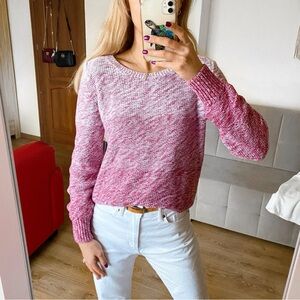 BPC Pink Purple Ombre Cotton Blend Knit Women's Sweater 🌸